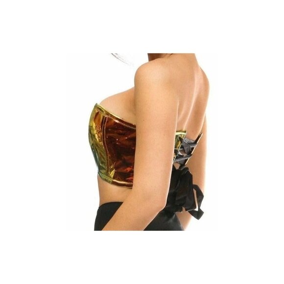 Lavish By Daisy Corsets Sunset Holo Lace Up Short Bustier Top Orange 4XL NEW - Picture 2 of 6